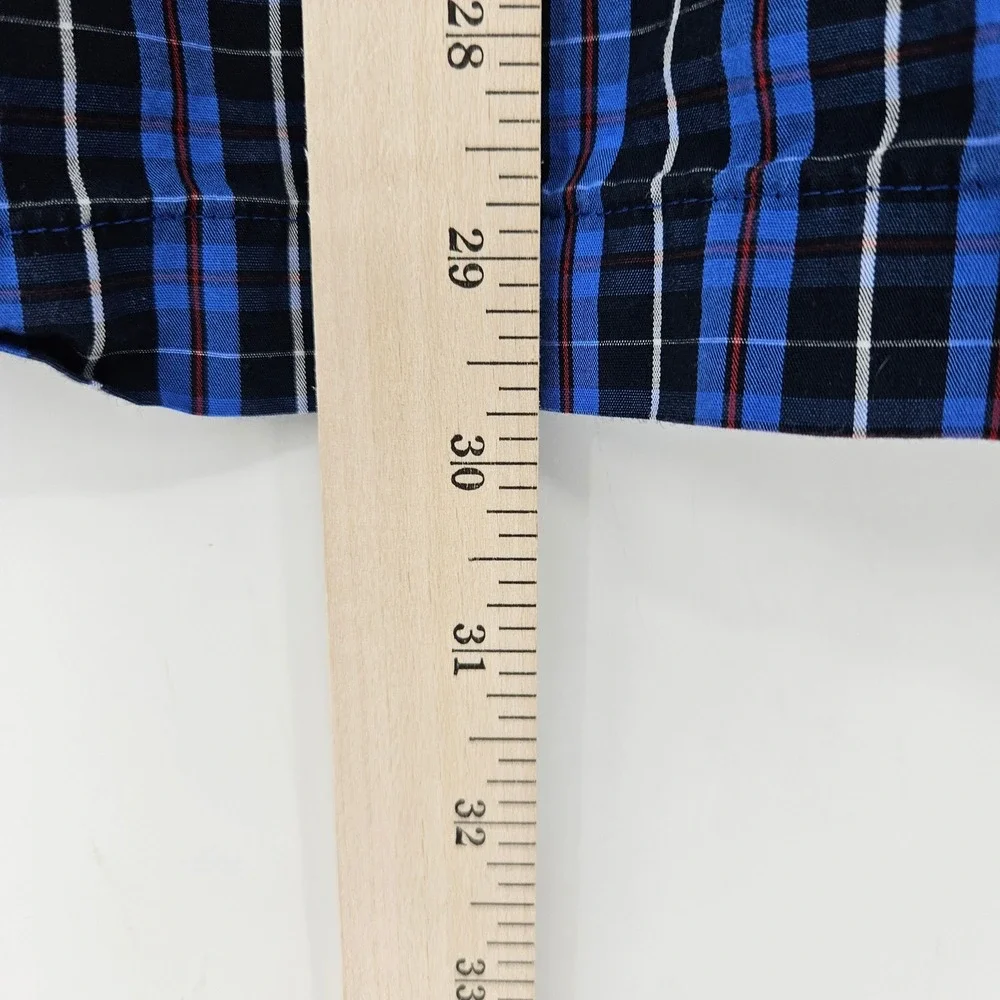 Polo Ralph Lauren‎ Pajama Shirt Mens Large Blue Plaid Cotton Long Sleeve Button